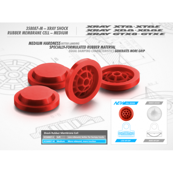 Ricambi Xray Membrane Nido D'Ape Medie per Ammortizzatori XB8 (2) 358087-M