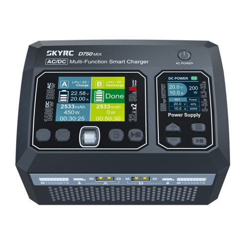 Caricabatterie SkyRC D750 MIX LiPo 1-8s 32A 500W AC