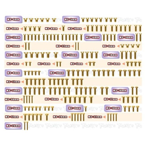 T-WORK'S Set Viti ACCIAO Gld T-Work’s Set Viti Oro Kyosho MP11 GSS-MP11