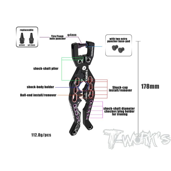 T-Works TT-112-21 Set Attrezzi Cambio Cuscinetti Motore