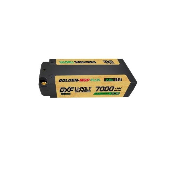 DXF Batteria Lipo 2S 7.6V MIDDLE 7000mAh 150C Golden NGP Plus Omologata efra spina 5mm Deans T