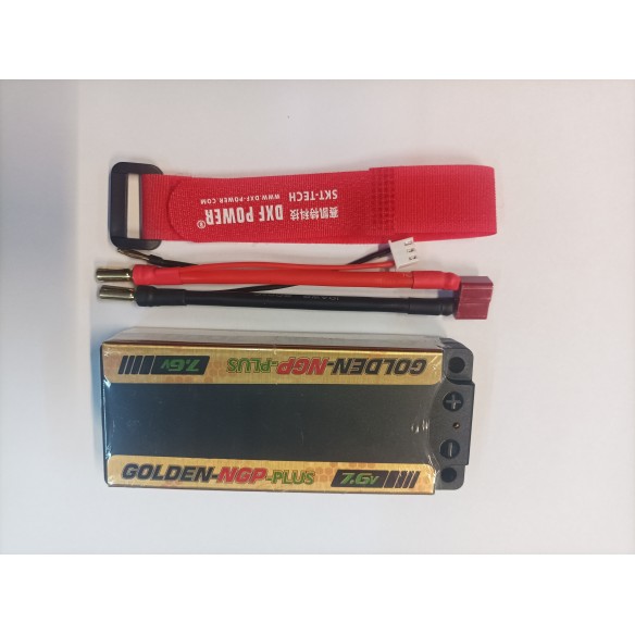 DXF Batteria Lipo 2S 7.6V MIDDLE 7000mAh 150C Golden NGP Plus Omologata efra spina 5mm Deans T