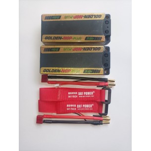 DXF Coppia Batterie Lipo 2S 7.6V MIDDLE 7000mAh 150C Golden NGP Plus Omologata efra spina 5mm Deans T