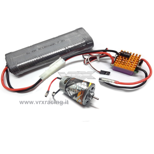 VRX Kit brushed 1/10 (spazzola): motore RC 550 turbo speed, regolatore 350A, batteria Ni-MH 1800 mAh 7.2V