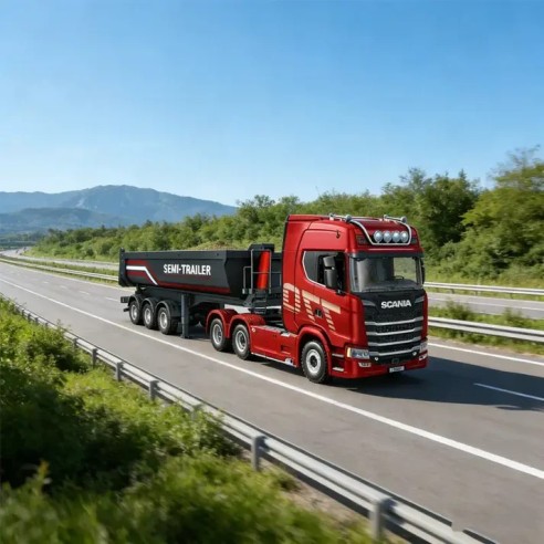 Huina Semirimorchio cassone Ribaltabile per SCANIA 770S V8 1:18 rc