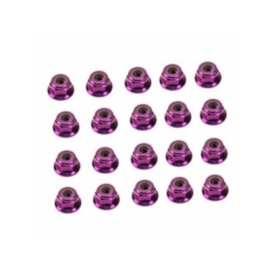 Thunder Tiger Ricambi - Dadi Flangiati Ergal 3mm Viola (pz 20)