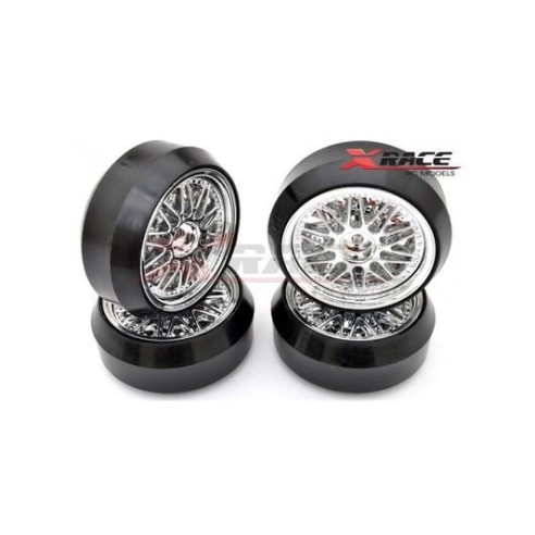 XRACE-- SET RUOTE DRIFT 1/10 CERCHIO ARGENTO