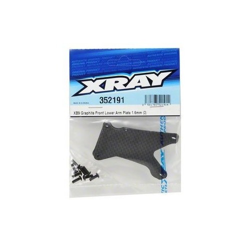 Ricambi Xray XB9 -  Graphite Front Lower Arm Plate Set 1.6mm (2)